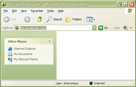 example of working with ftp in Internet Explorer